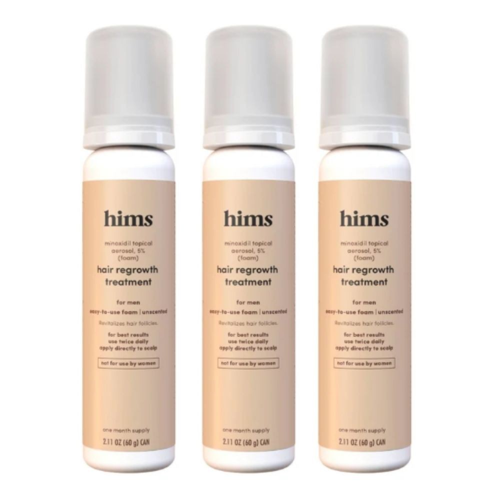Hims Minoxidil 5% Foam Hair Regrowth Treatment for Men, Unscented Pack of 3