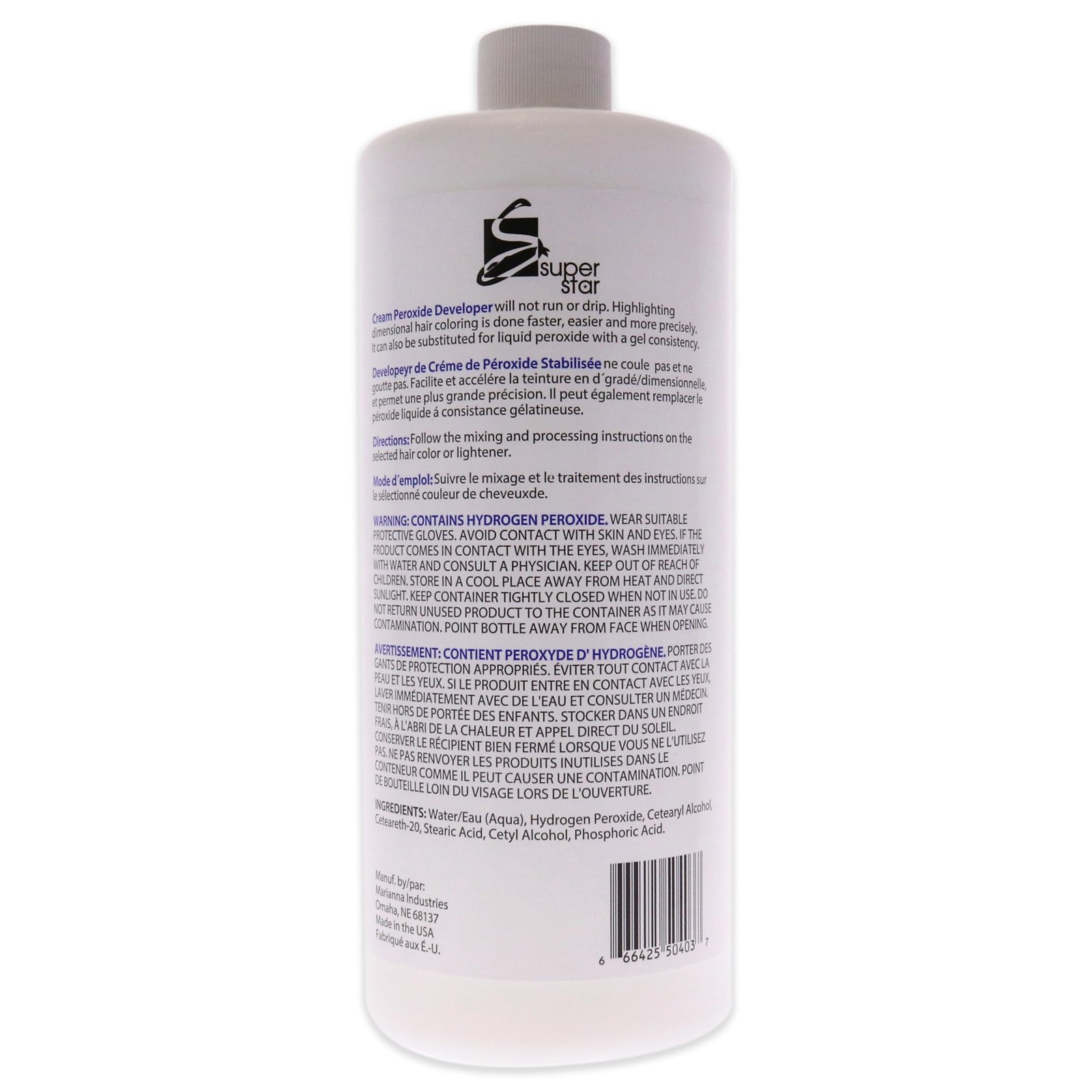 Stabilized Hair Bleach Cream Peroxide Creme Developer 40 Volume, 32 oz