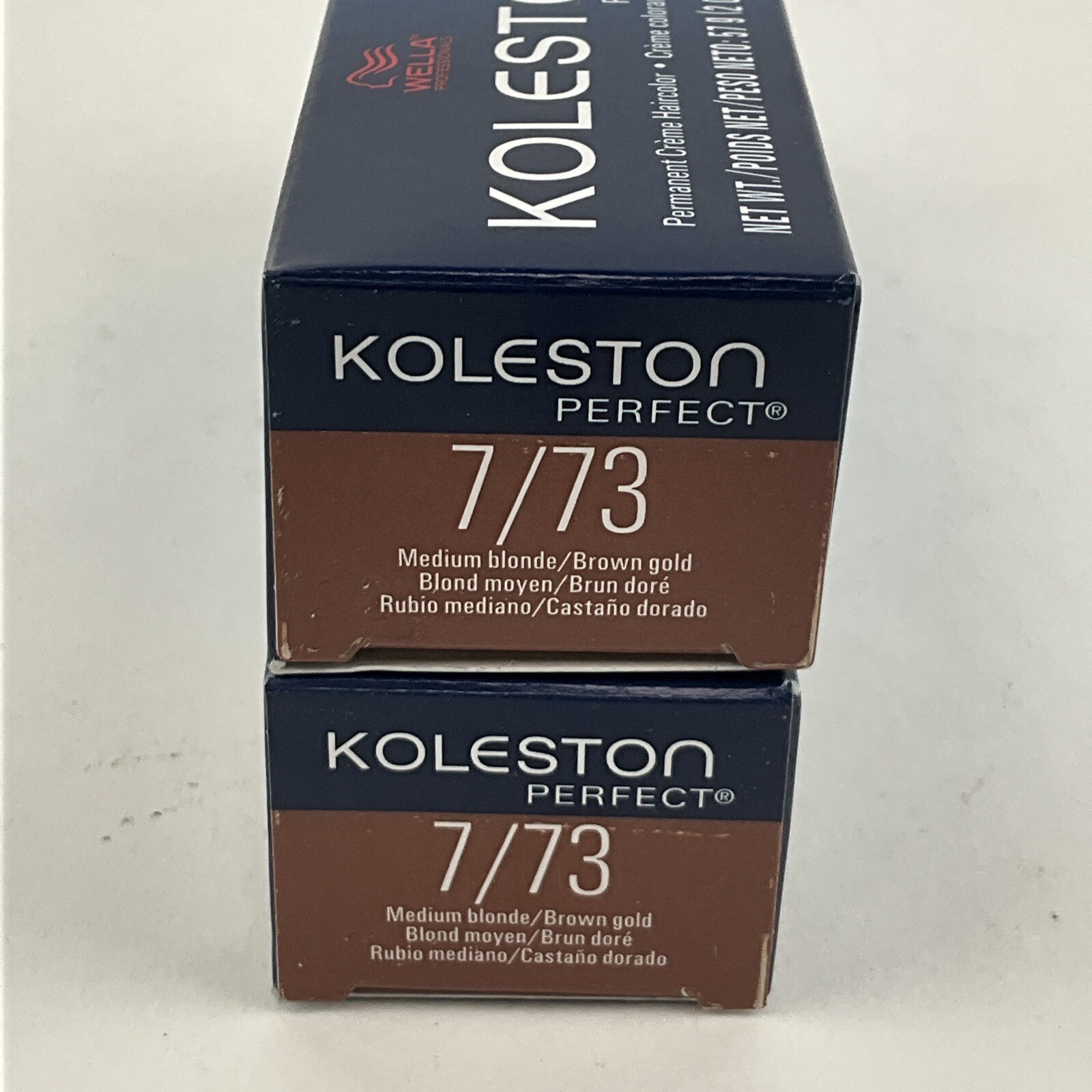 2 x Wells Koleston Perfect Medium Blonde Brown Gold Permanent Crème color 7/73