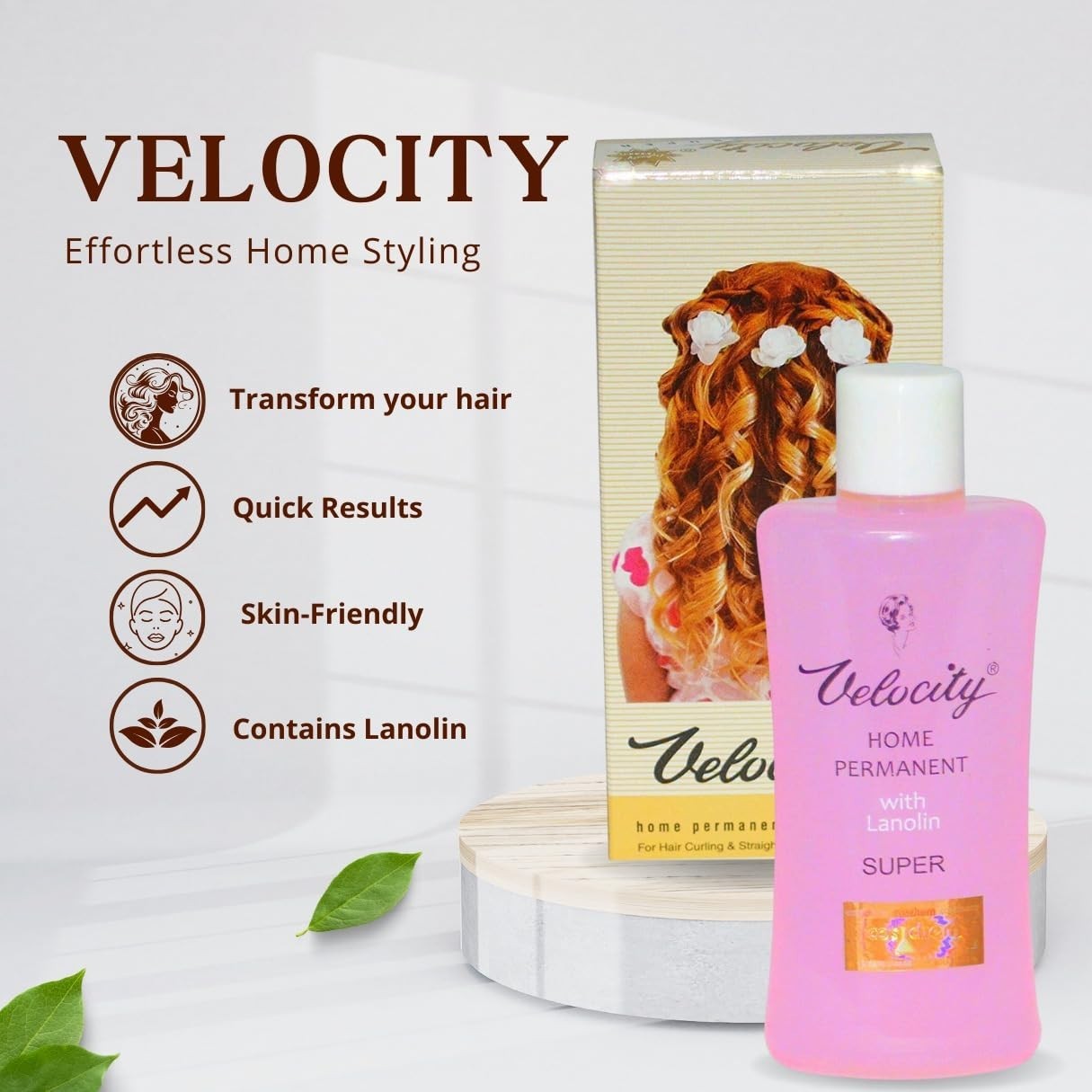 VELOCITY HOME PERMANENT Pro Style 2 in 1 Hair Curling and Straightening Lotion .