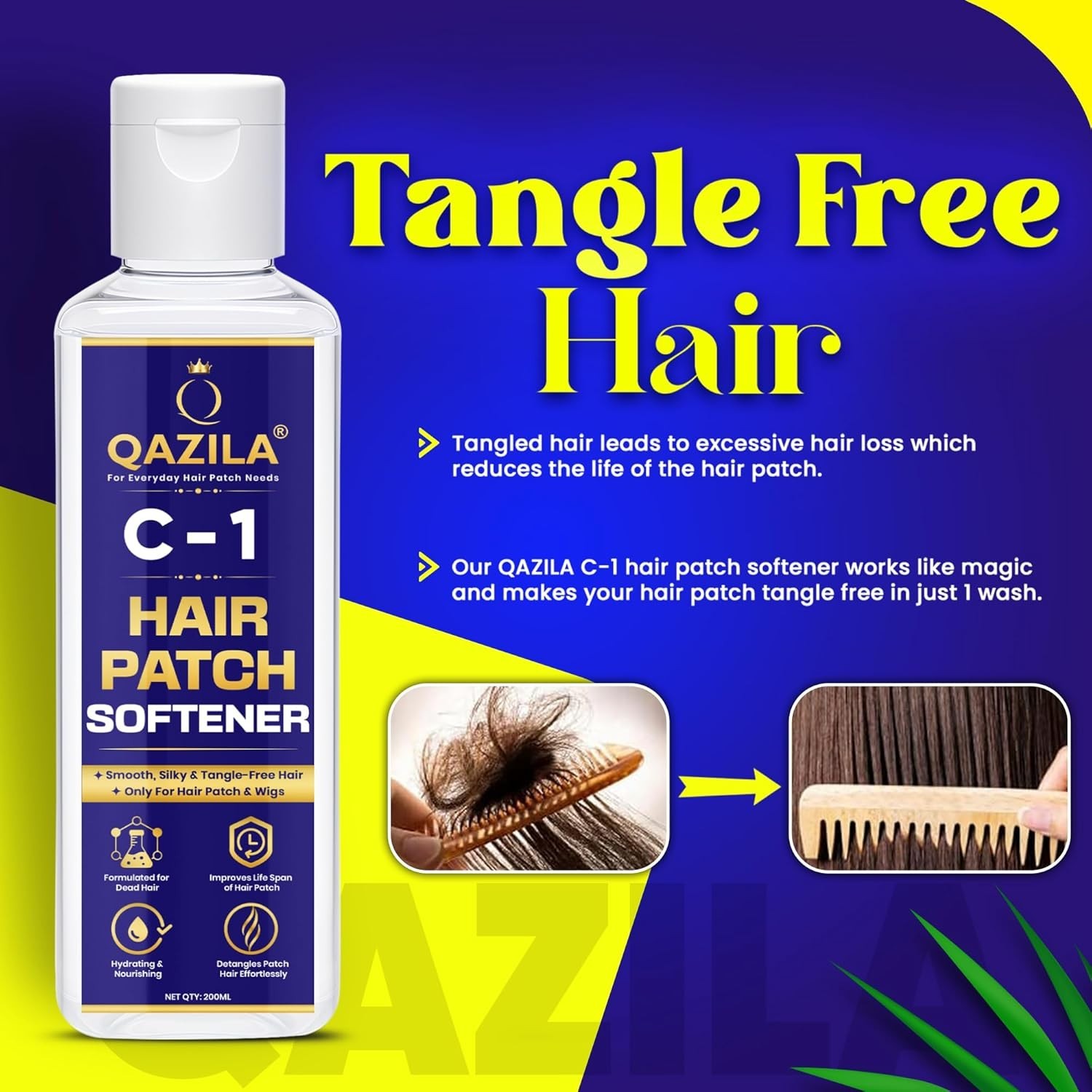 Qazila C 1 Hair Patch Softener Hair Patch Conditioner Hair Patch Wash 200 ML