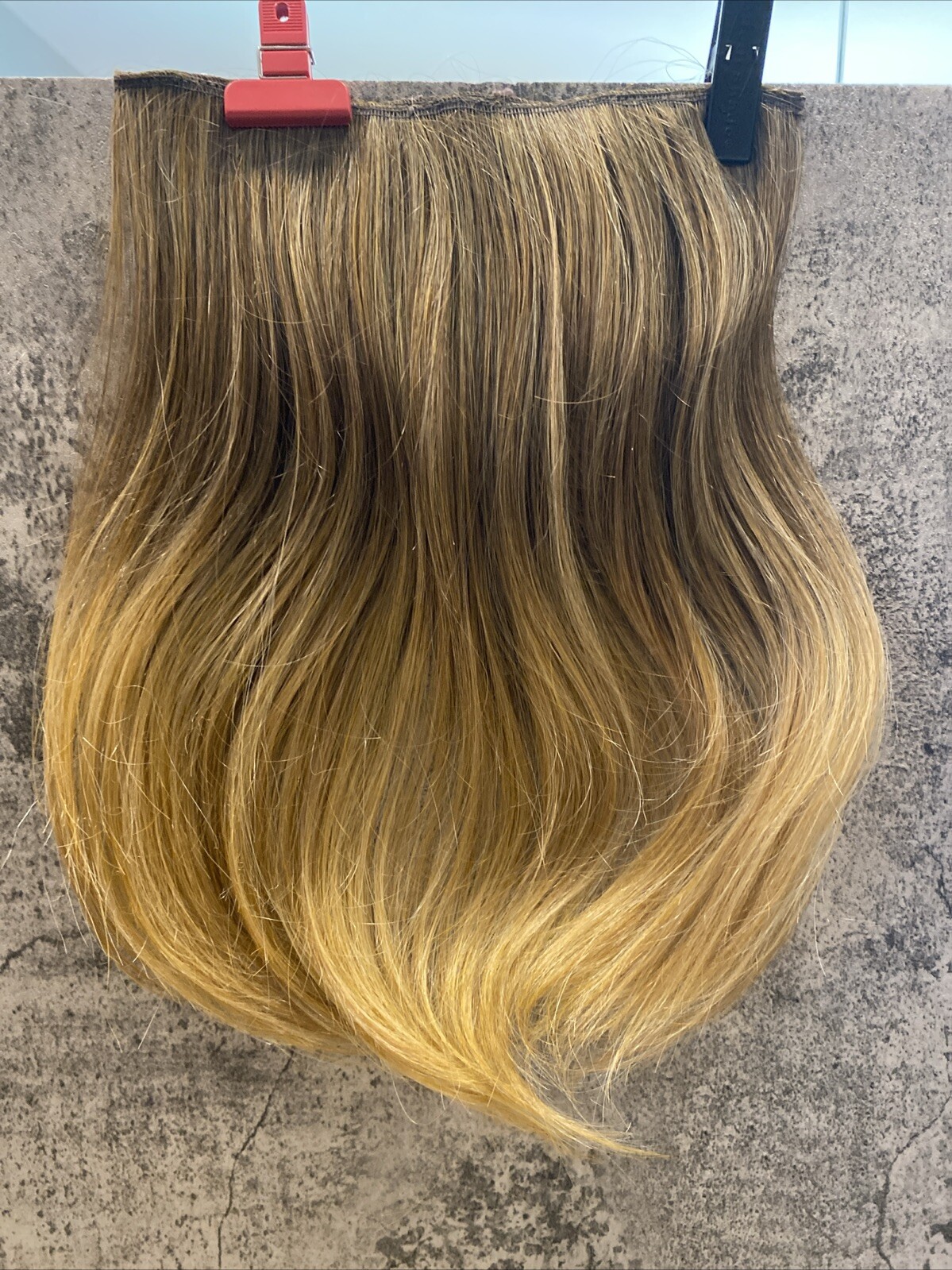 Snap in hair extensions highlighted dark blonde 13” hair extension synthetic