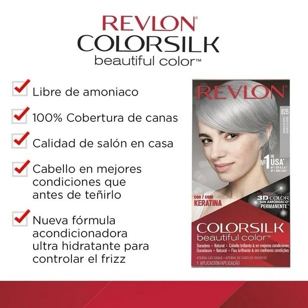 3 PACK – REVLON COLORSILK 72B 🇲🇽 TINTE PARA CABELLO COLOR RUBIO CHAMPIÑÓN