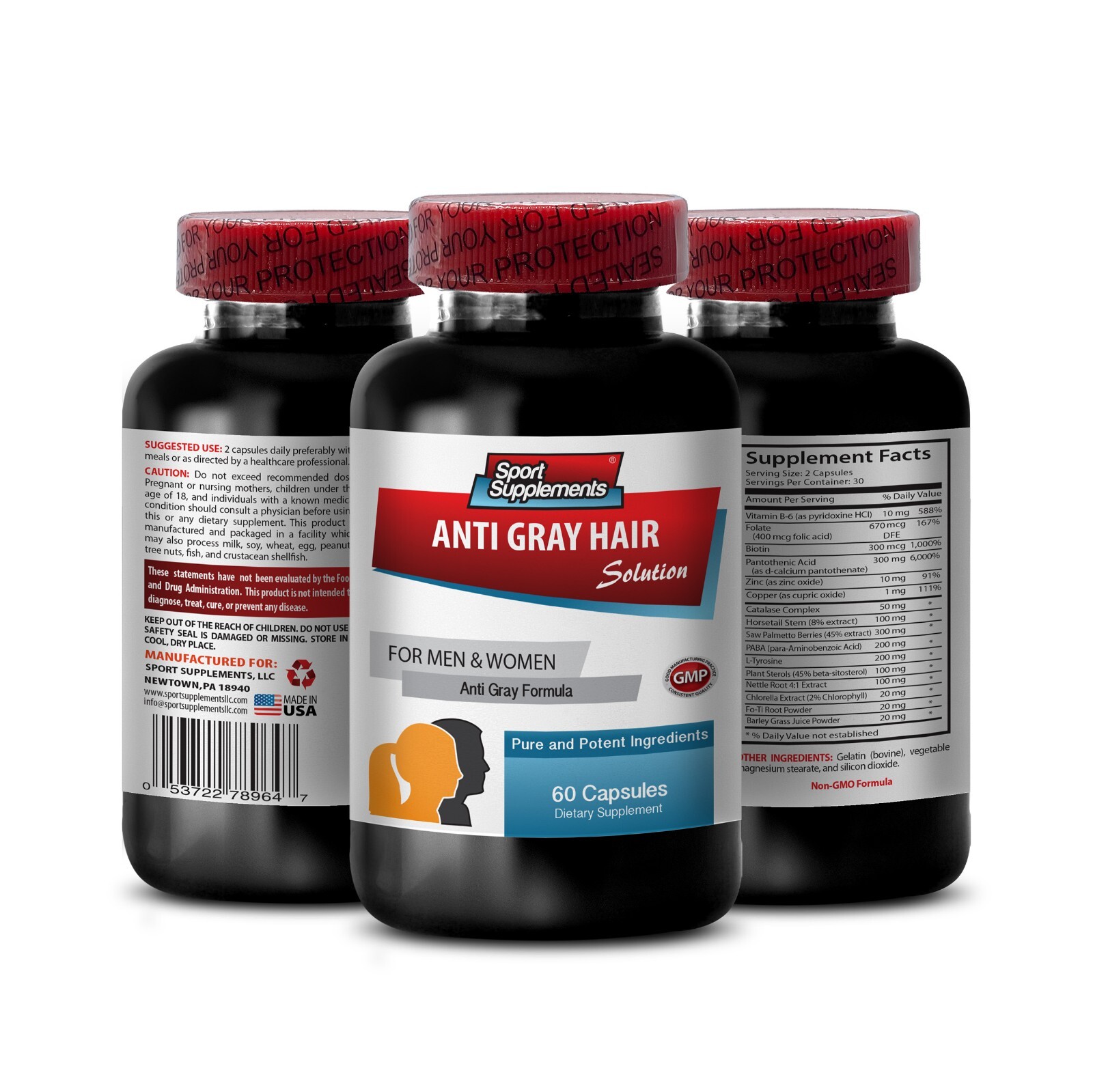 Fo Ti Powder – ANTI-GRAY HAIR – Hair Pigment Revitalizer 2 Bot 120 Caps