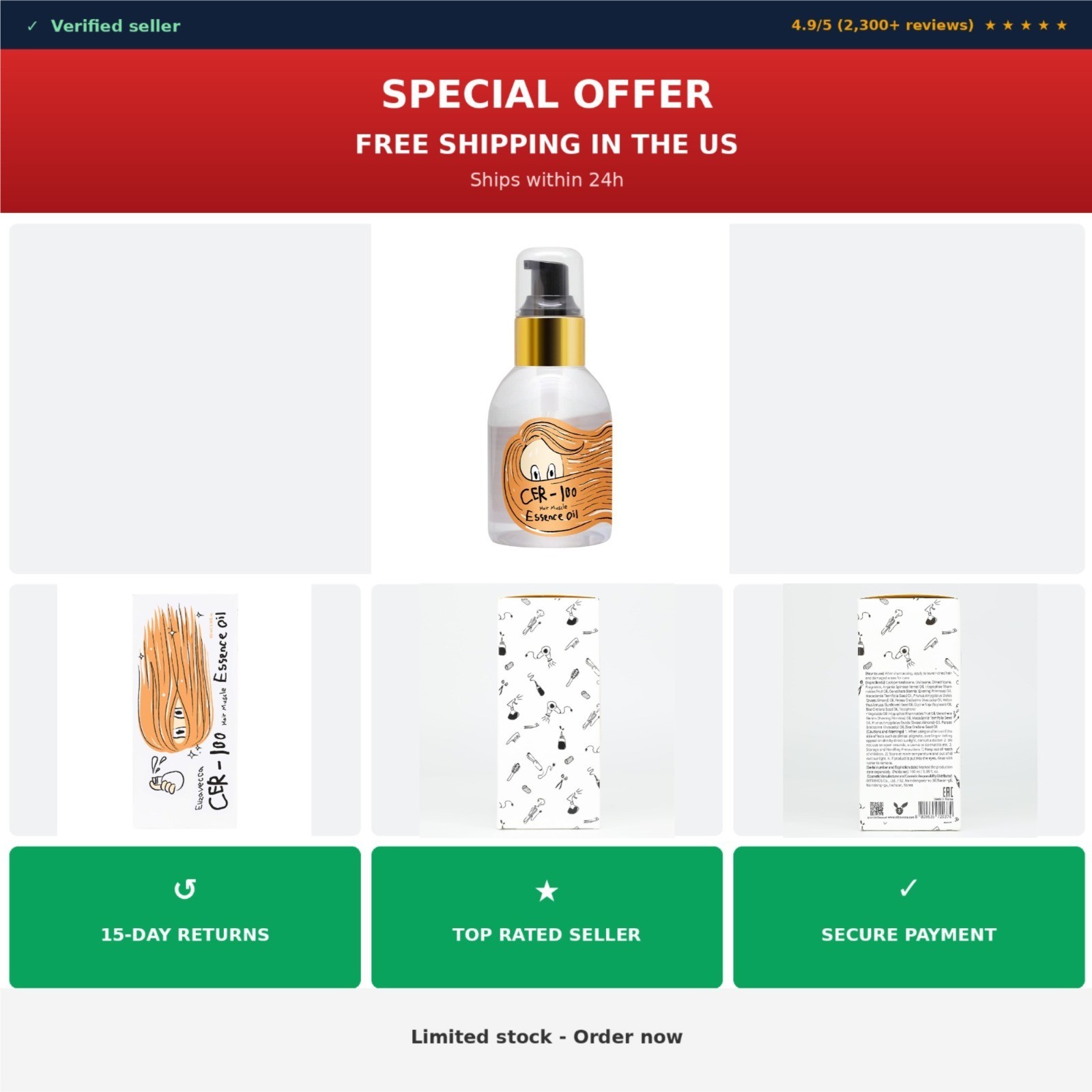 Elizavecca CER-100 Hair Essence Oil – Leave-In Treatment 100ml