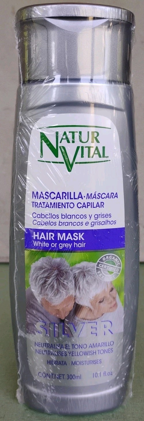 Natur Vital Silver Mask for White/Gray Hair 300 ml 10.1oz Exp 02/2028