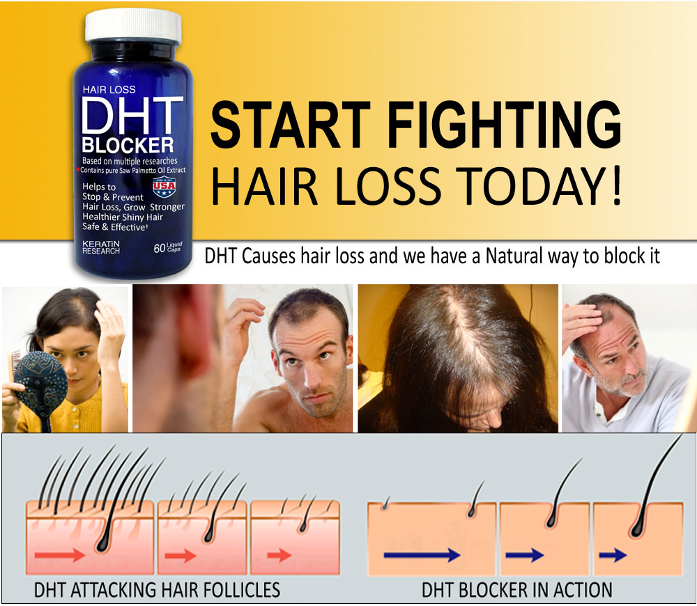 DHT BLOCKER All Natural Ingredients Prevent Hair Loss contain Saw Palmetto Oil