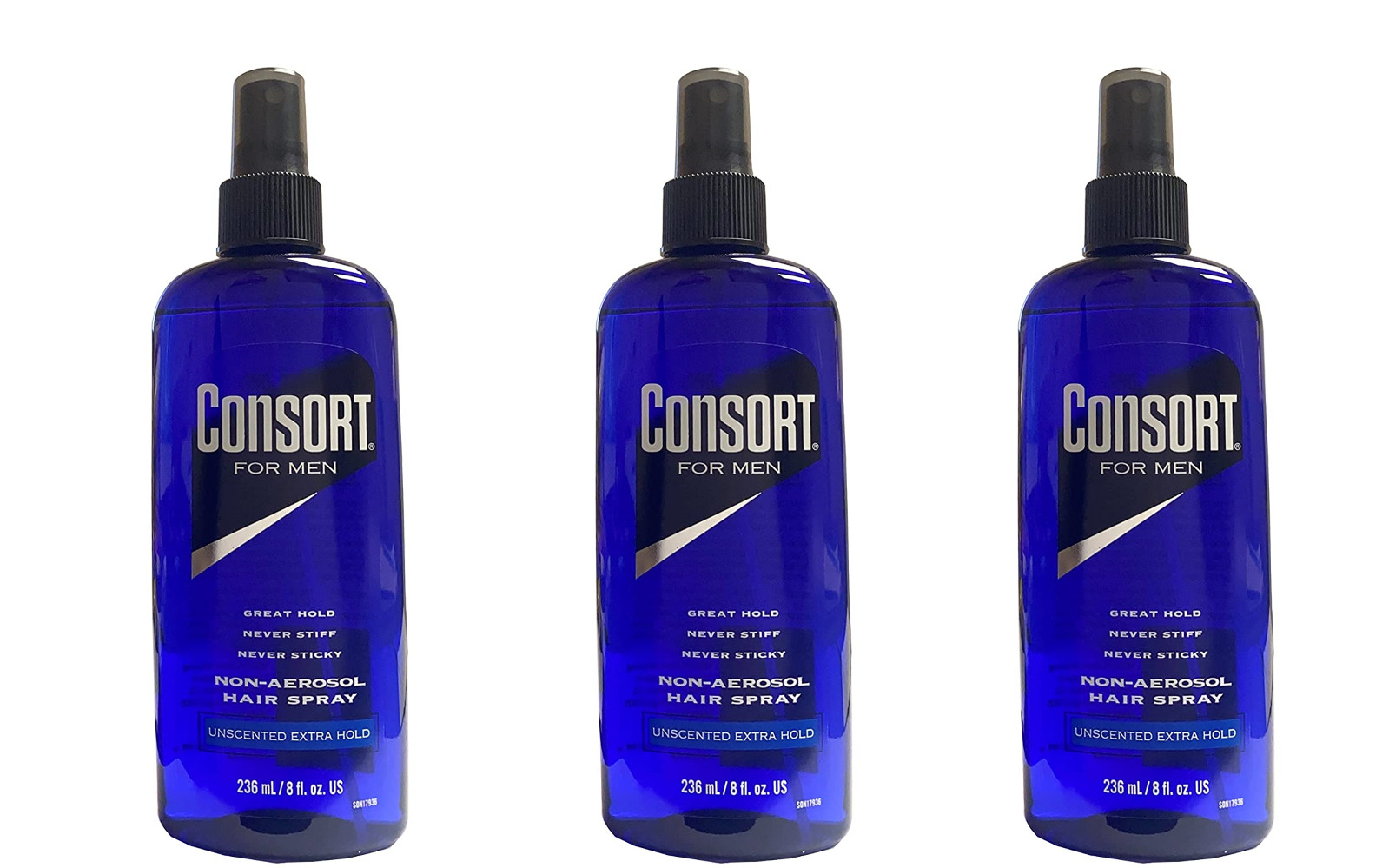 Consort Hair Spray 8 Ounce Unscented Extra Hold Pump Non-Aero (236ml) (3 Pack)