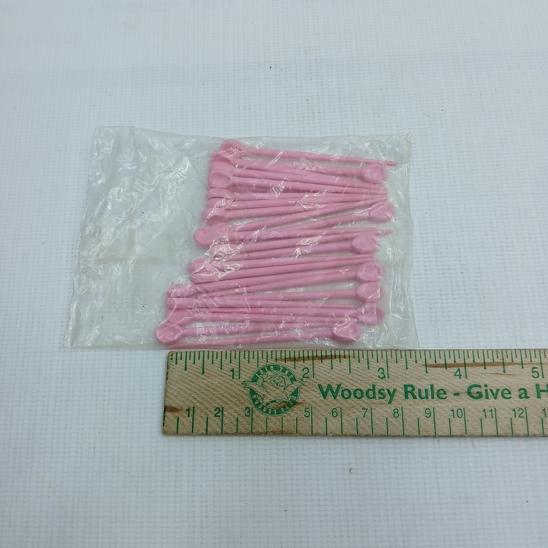 Vntg Unbranded Plastic Hair Roller Pins Lot Of 24 Pink 2 1/2″ L