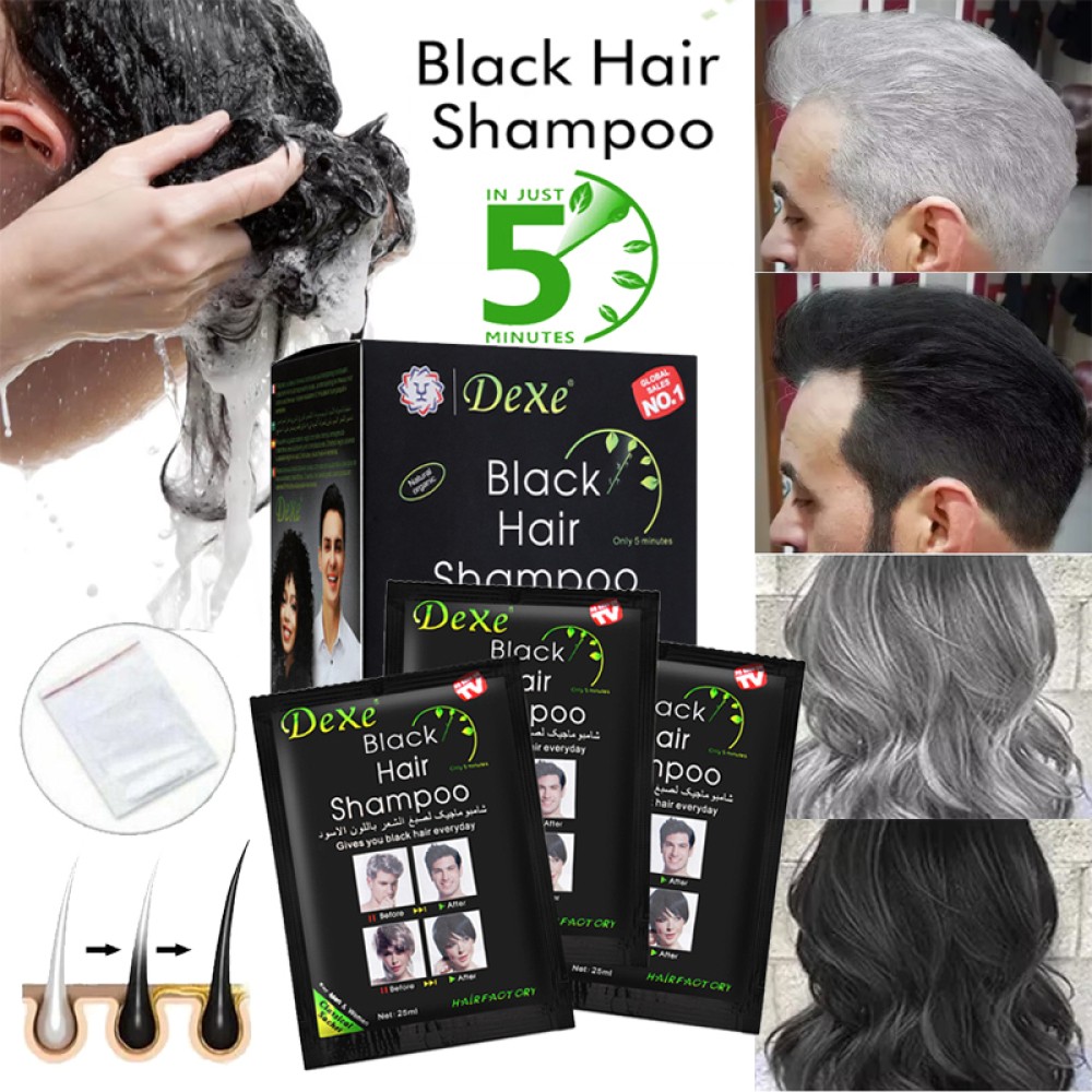 10-100X DEXE Black Hair Shampoo Natural Instant 5-Min Hair Color Dye for Unisex