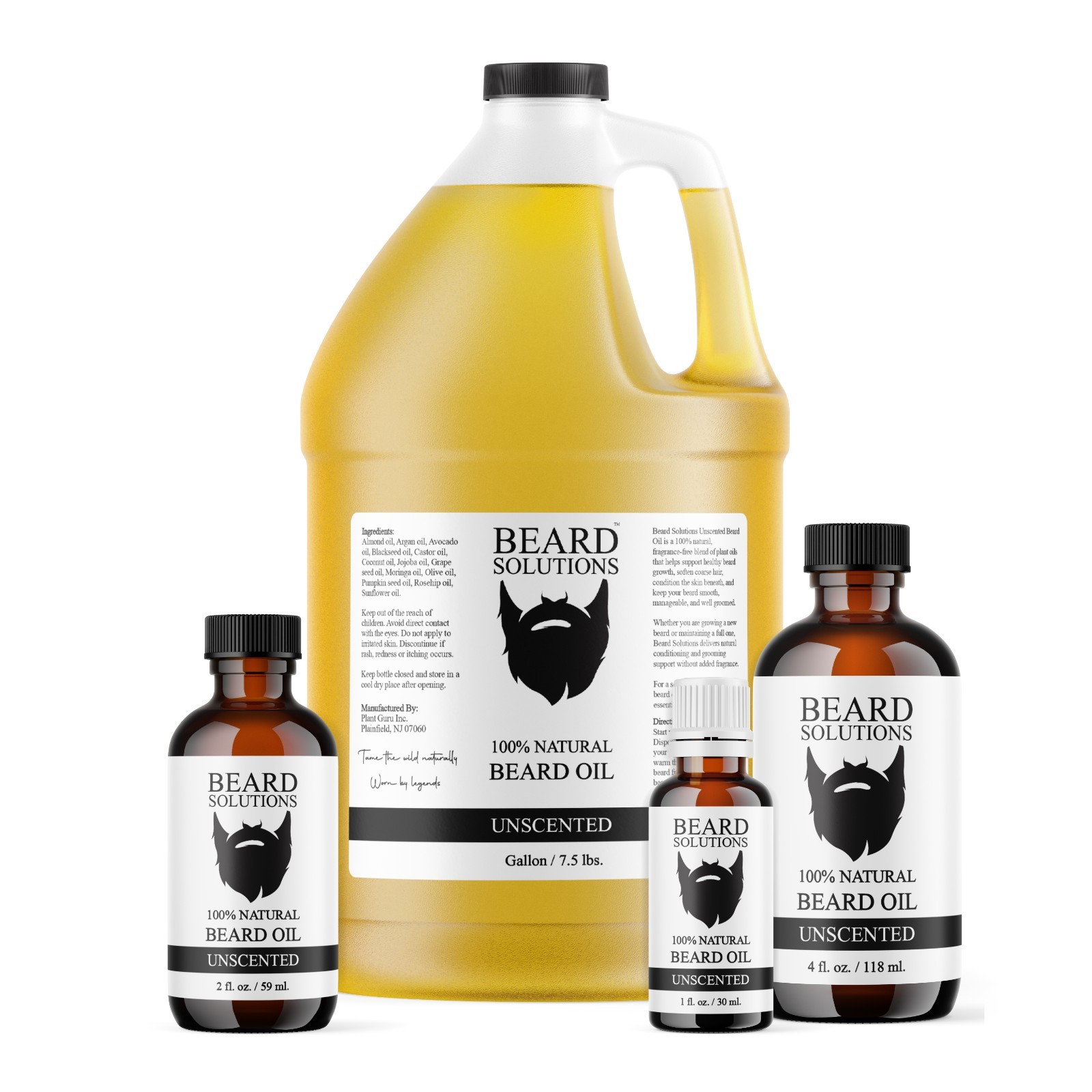 Unscented Beard Oil 2 oz. Hair Growth Serum for Men Beard, Mustache And Grooming