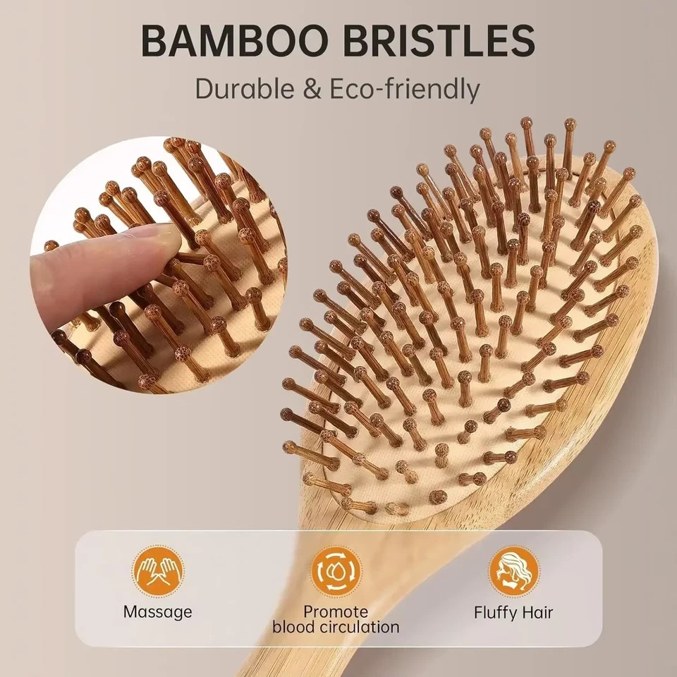 Hair brush, Natural Bamboo Paddle Detangling Hairbrush, Massage Scalp Thick/T…