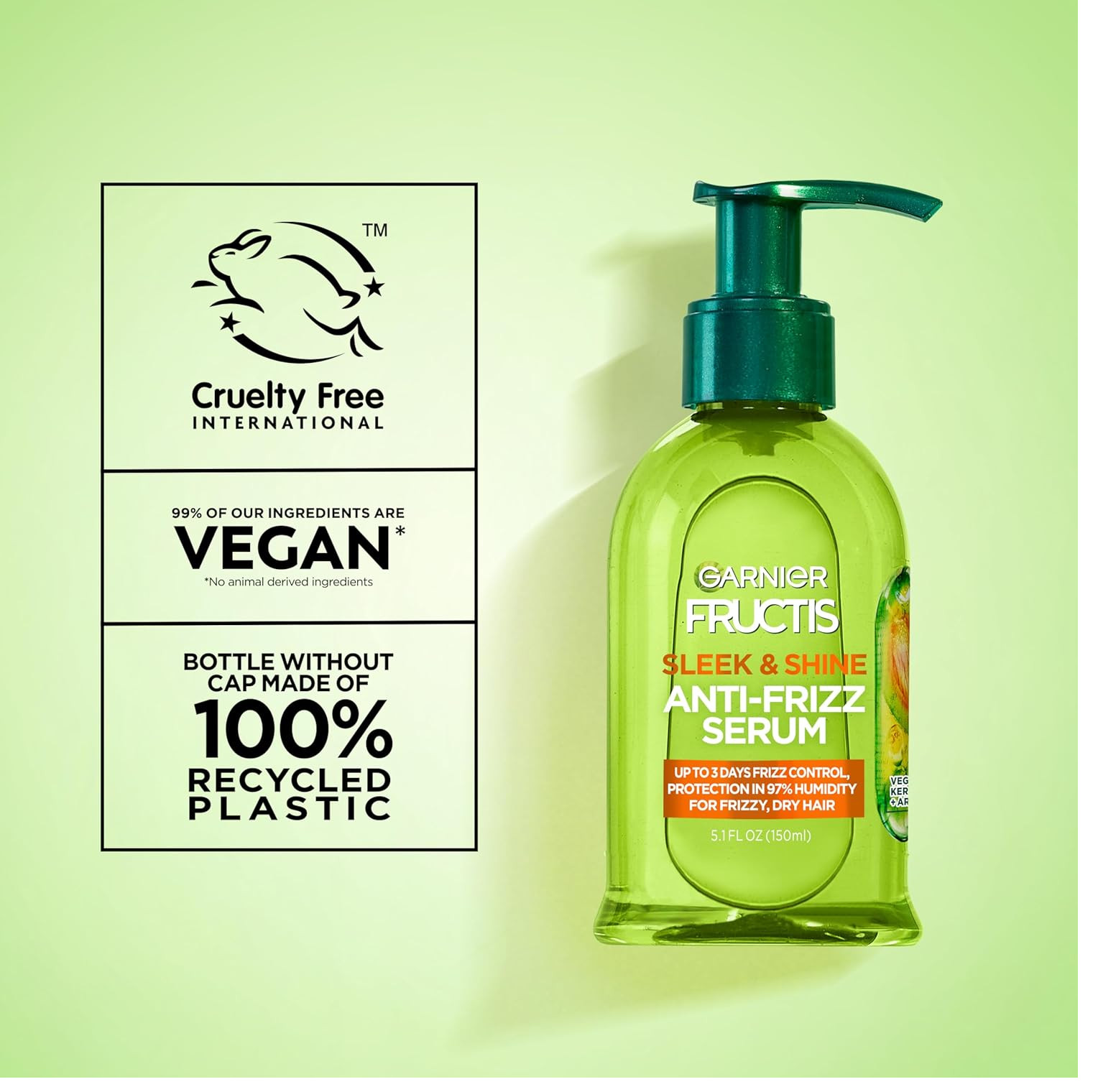 Garnier Fructis Sleek & Shine Anti-Frizz Serum, Frizzy, Dry Hair, 5.1 fl oz.*