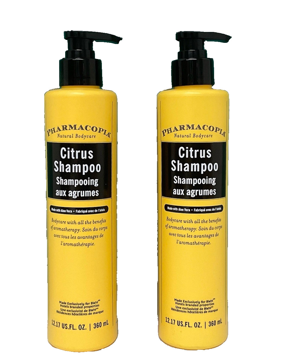 Lot of 2 Bottles Pharmacopia Citrus SHAMPOO Made With Aloe 12 fl oz