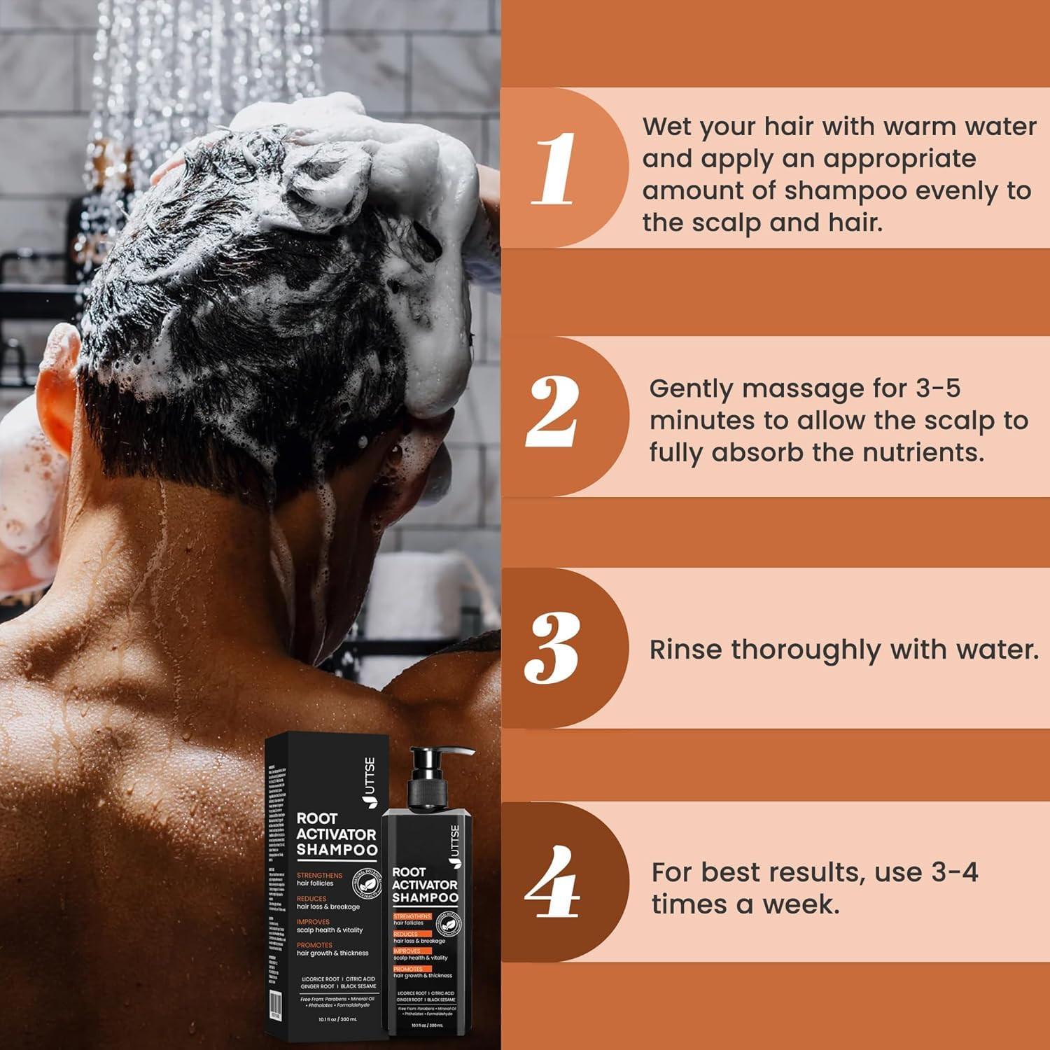 Root Activator Shampoo for Men: Hair Growth Shampoo for Men’S Thinning Hair and