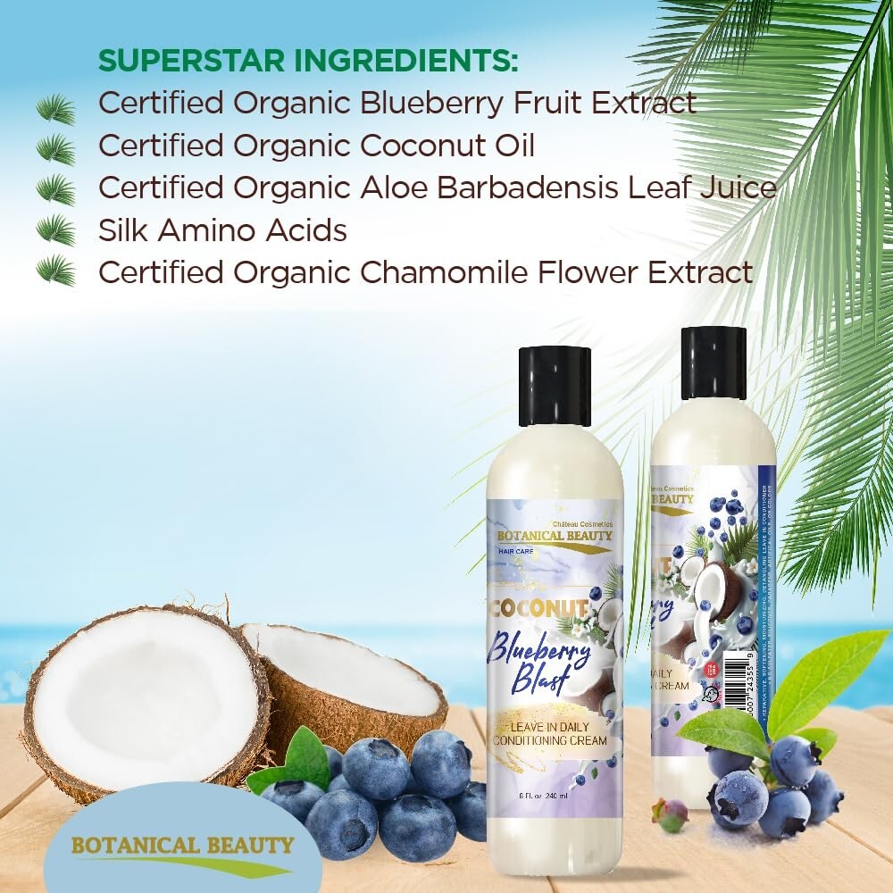 Blueberry Leave-In Conditioner for Hair Softening, Detangling 8oz (Pack of 2)