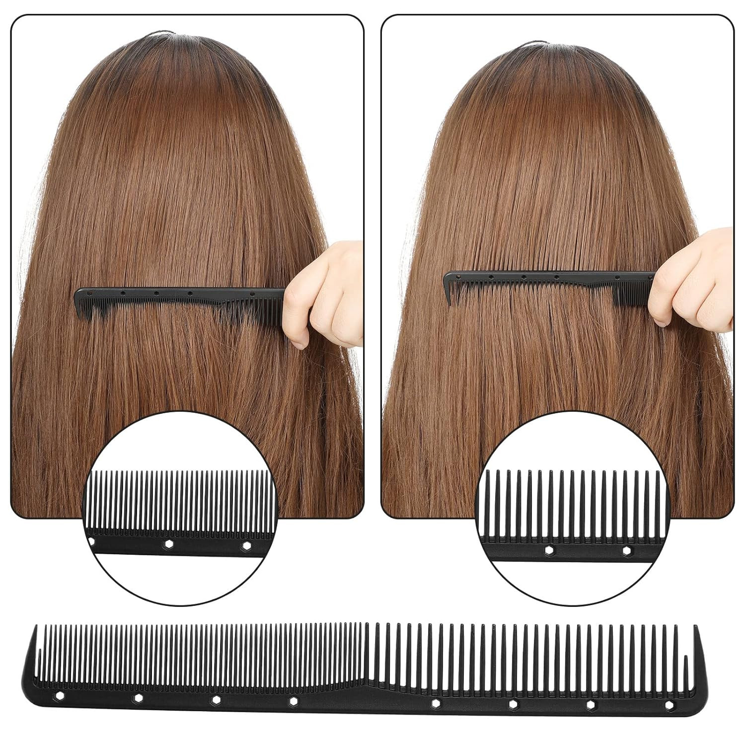 Leinuosen 12 Pcs Carbon Fine Cutting Comb for Salon Hairdressing, Heat Resistant