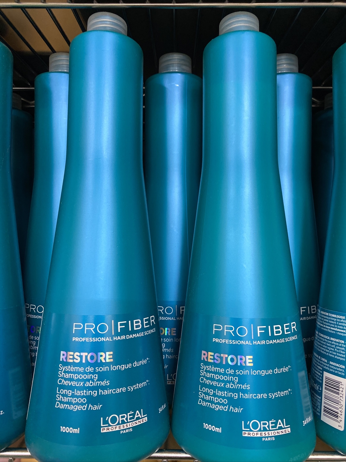 2 Bottles Loreal Pro Fiber Restore Shampoo 1000 ml / 34 fl oz / 1 Liter Each