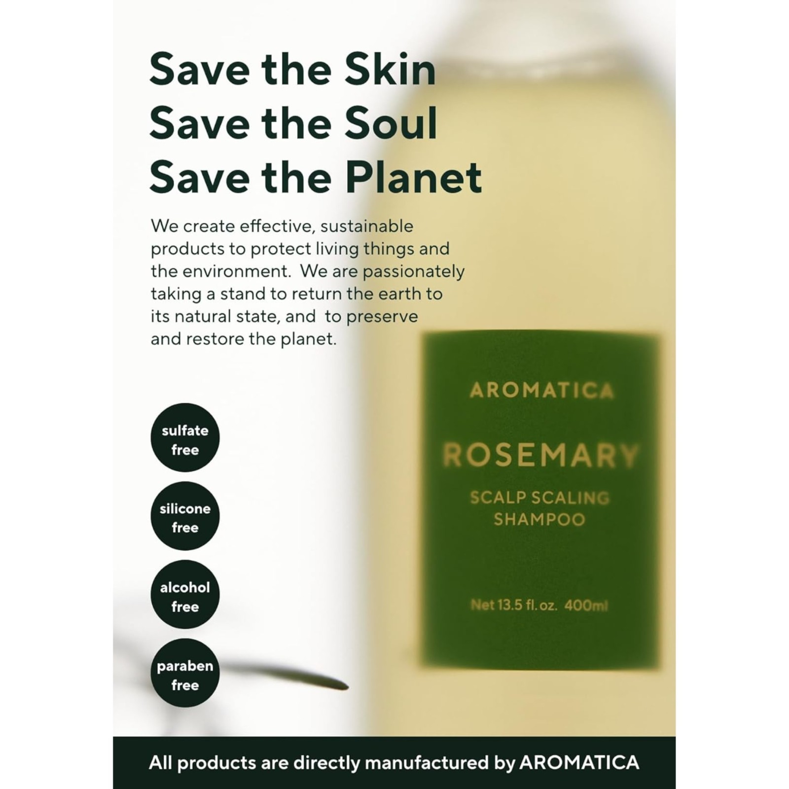 AROMATICA Rosemary Scalp Scaling Shampoo – Thinning Hair Loss (13.53 oz)