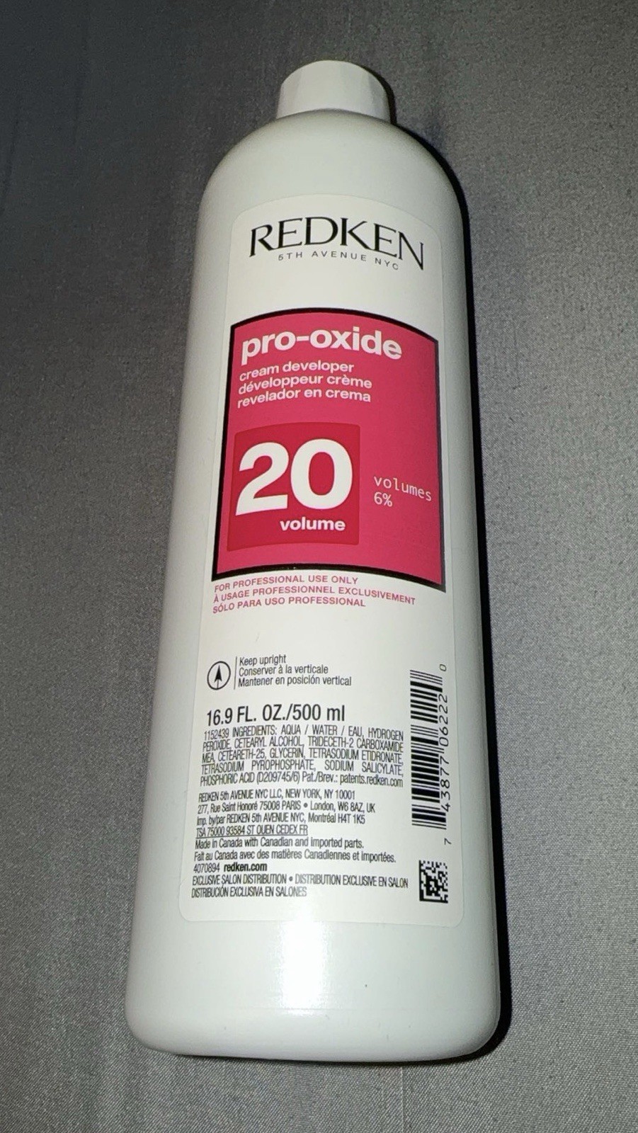 Redken Pro-Oxide 20 Volume Cream Developer 16.9 oz / 500 ml BRAND NEW