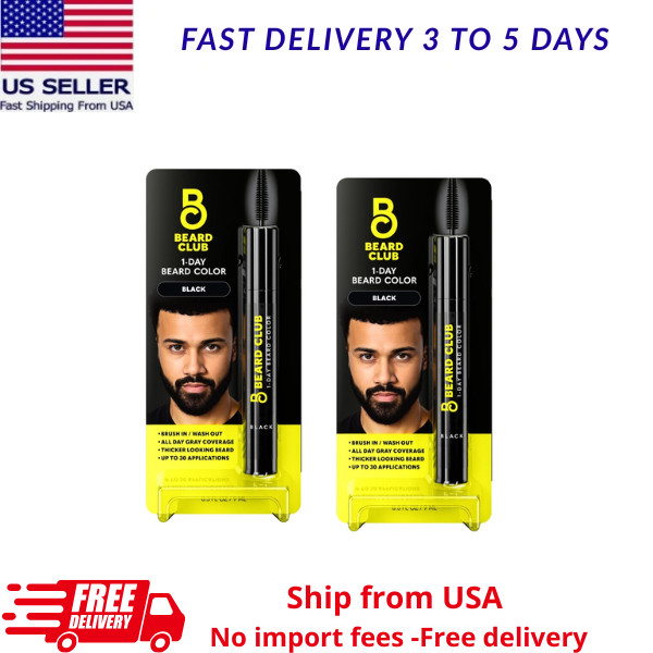 2PK Beard Club Men’s 1 Day Beard Color, Black