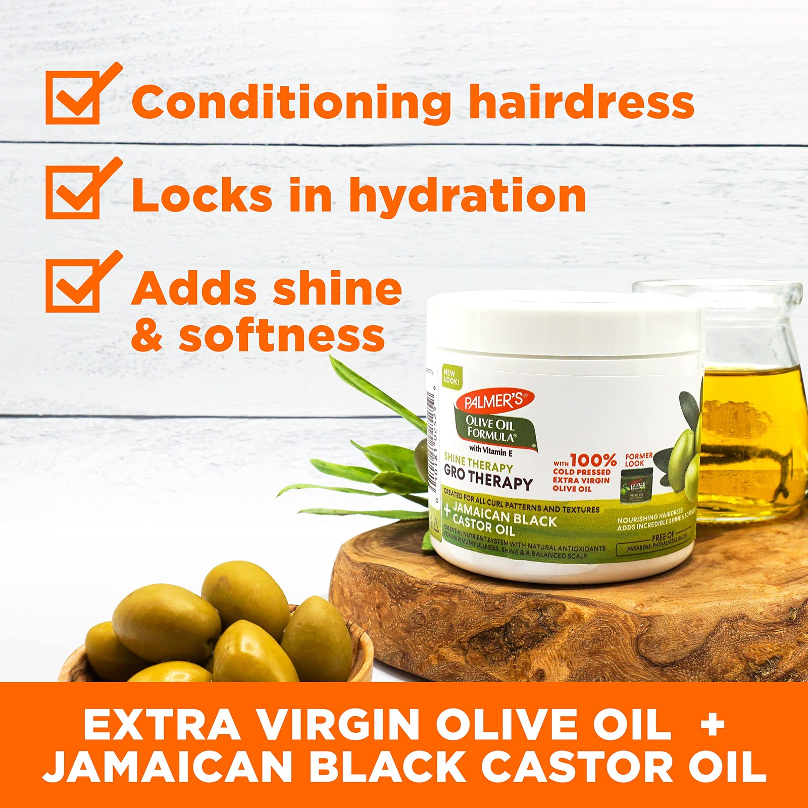 Palmer’s GRO Shine Therapy Hairdress, Olive Oil 5.25 Ounce (Pack of 1), Green