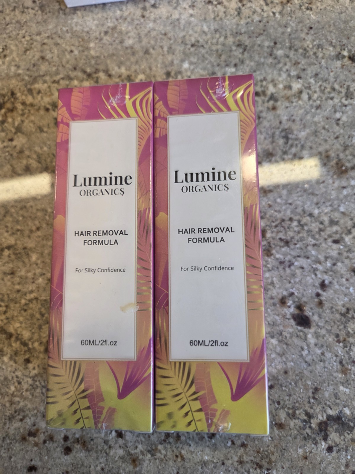 2 Bottles Lumine Organics Hair Removal Formula; Cyperus Cyprus Oil; 2 Oz 60ml