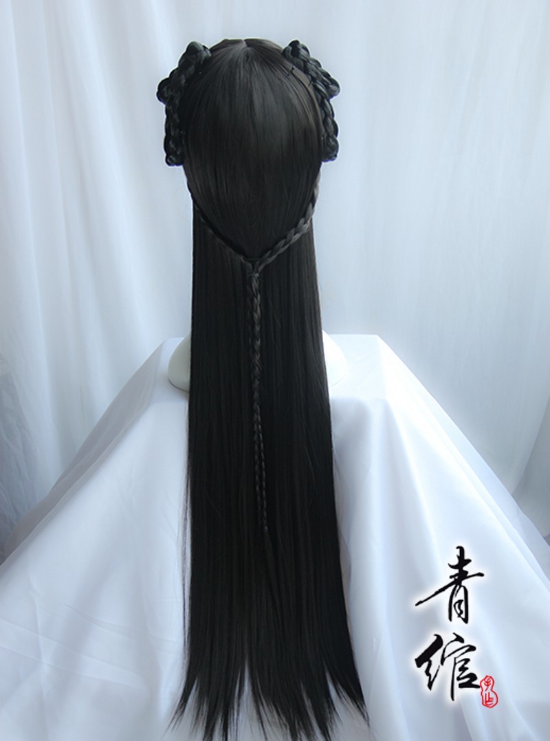 Chinese Traditional Hairpiece Hanfu Prop Ancient Custom Whole Hair Wig Archaic
