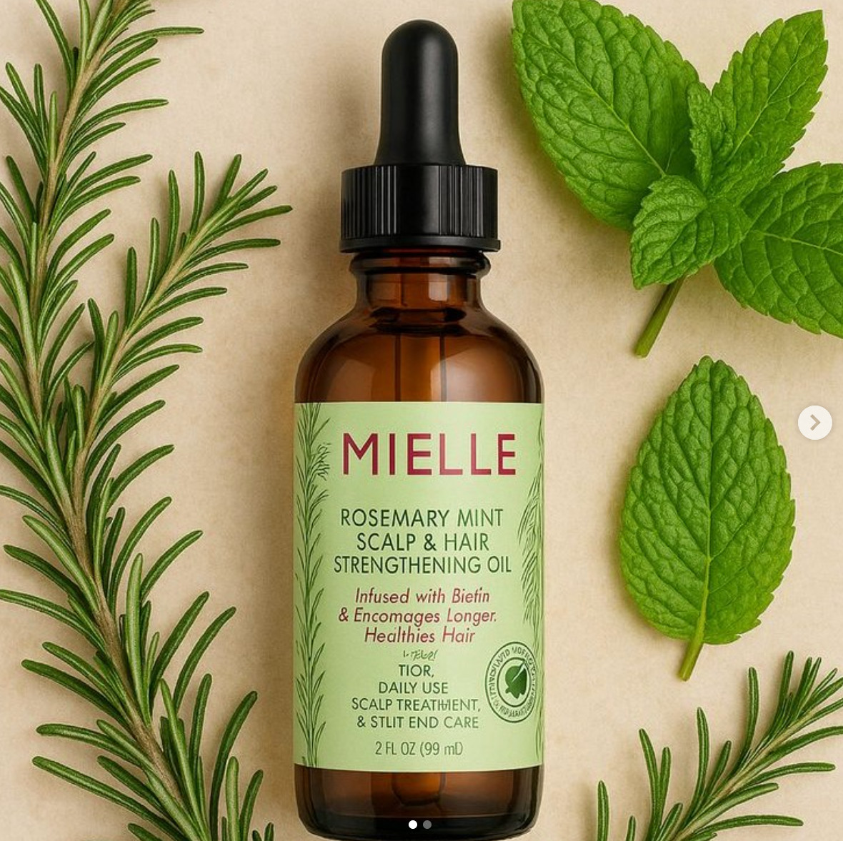 MIELLE Organics Rosemary Mint Scalp & Hair Strengthening Oil w/ Biotin 2PACK