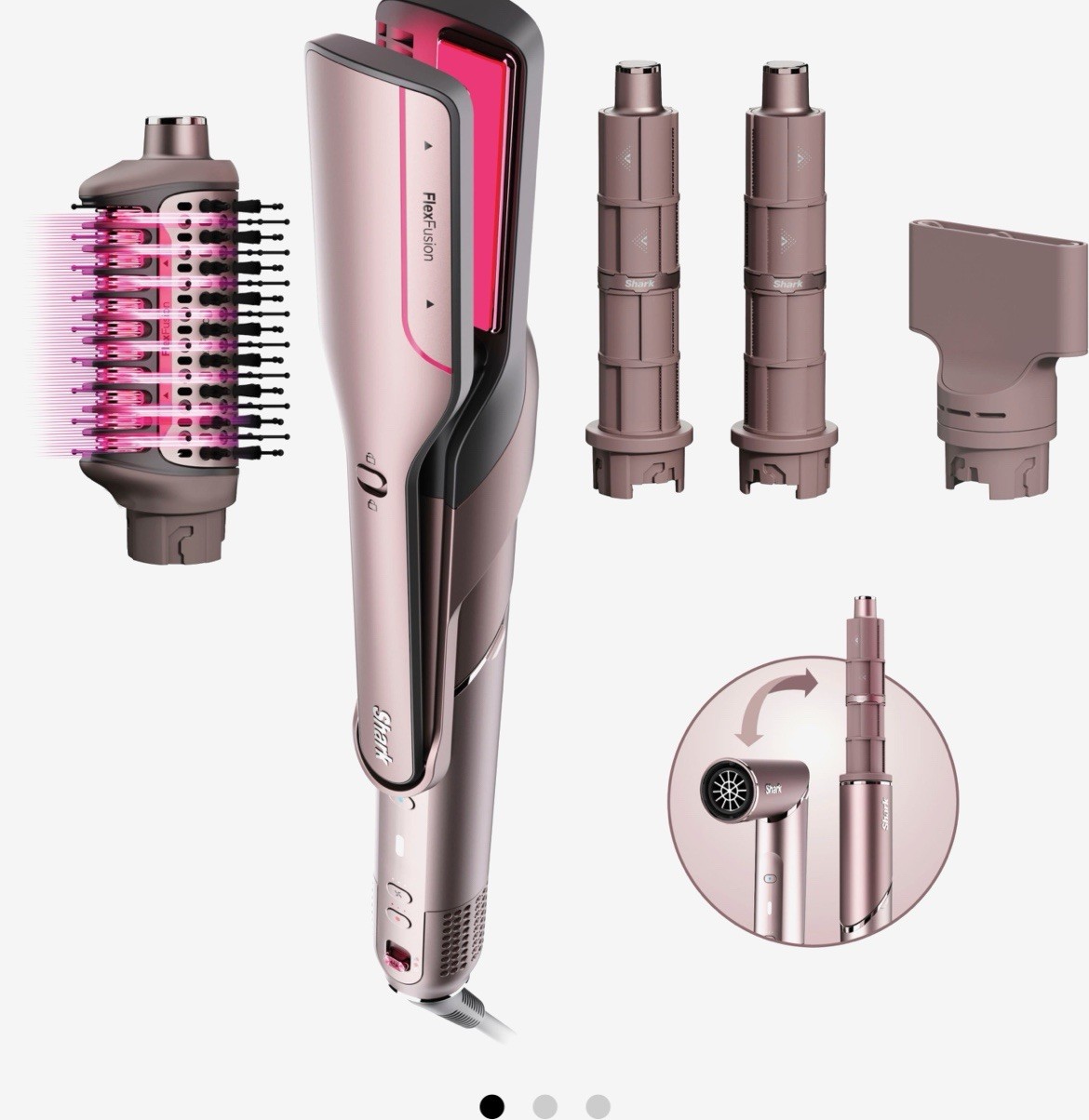 Shark FlexFusion Multi Styler Wet-to-Dry Auto-Wrap 1.25in Gray/Pink