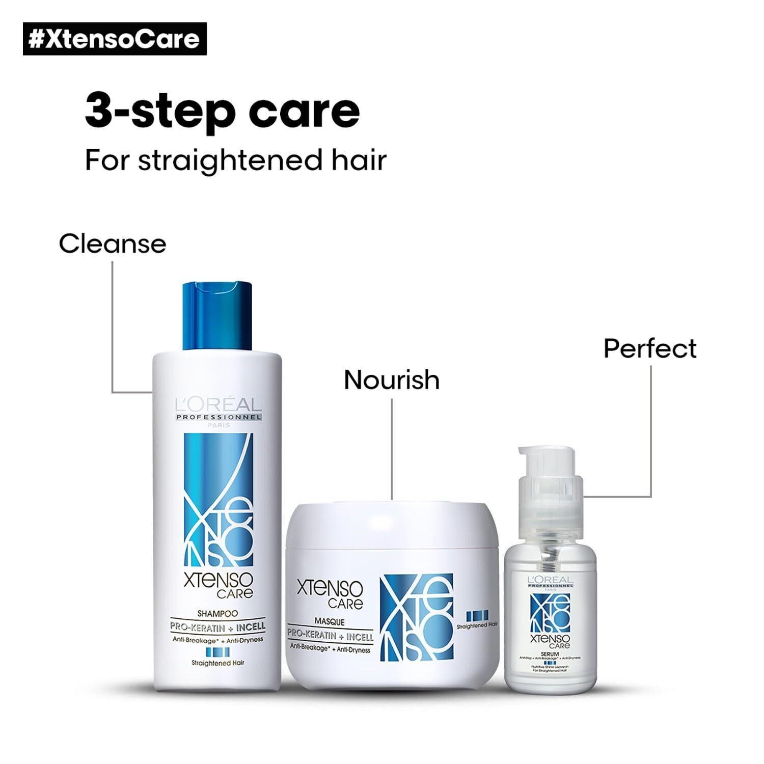 L’Oréal Professionnel Xtenso Care Shampoo + mask + Serum Combo Pack | 300 Ml