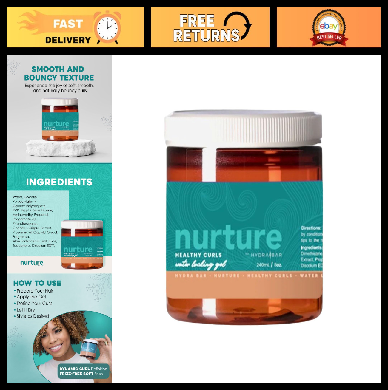 Hydrating Curl Gel – Water-Locking Styling Product for Wavy & Curly Hair, Curl A