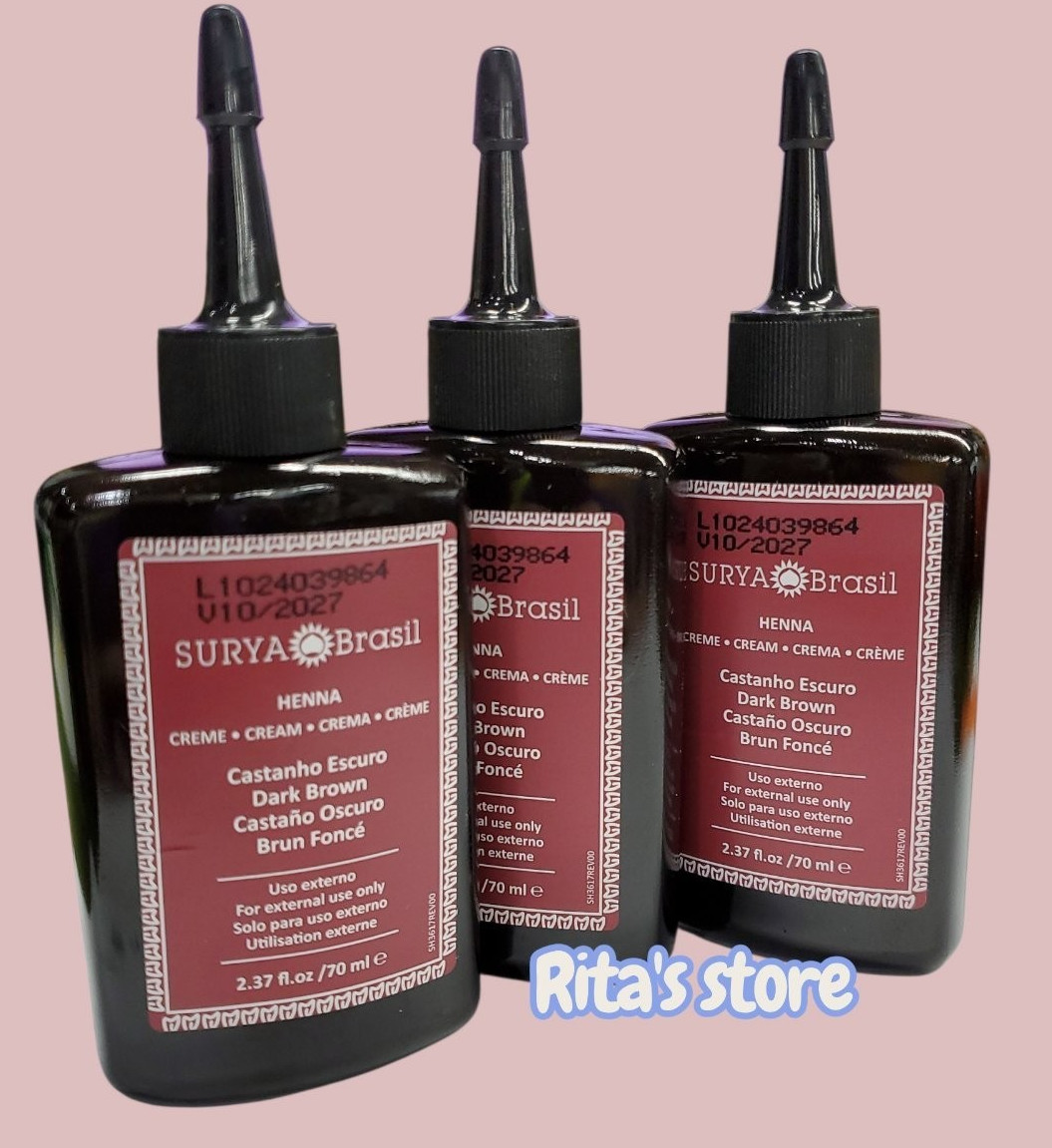 3 PACK Surya Brasil Henna Cream Dark Brown Vegan Hair Dye 2.37oz- 70ml