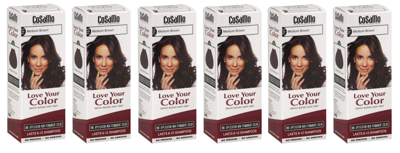 CoSaMo Hair Color #765 Medium Brown – Compares to Clairol Loving Care (6 Pack)