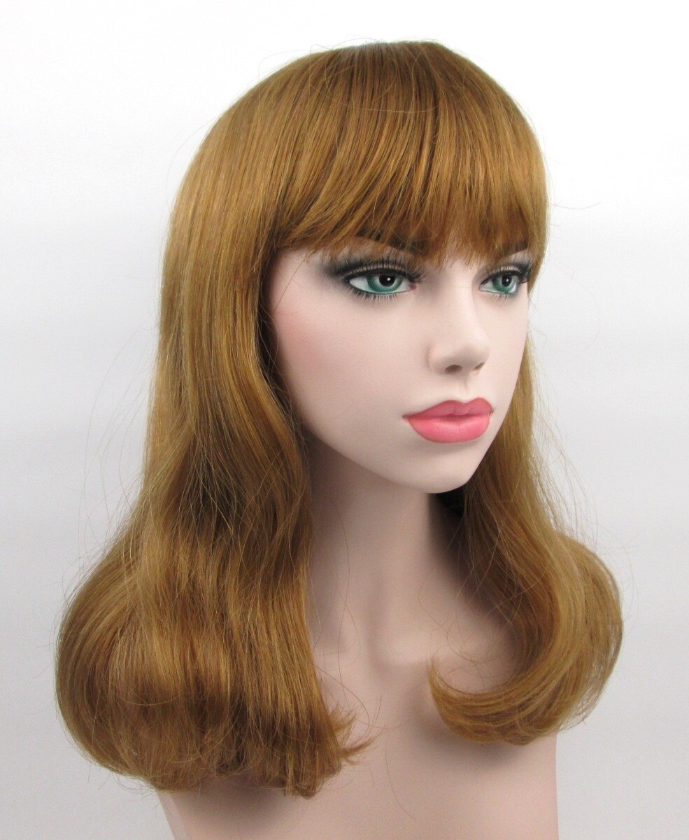 WOMENS LONG STRAIGHT HAIR CHINA DOLL STYLE WIG W/ BOTTOM CURLS & BANGS SUSAN