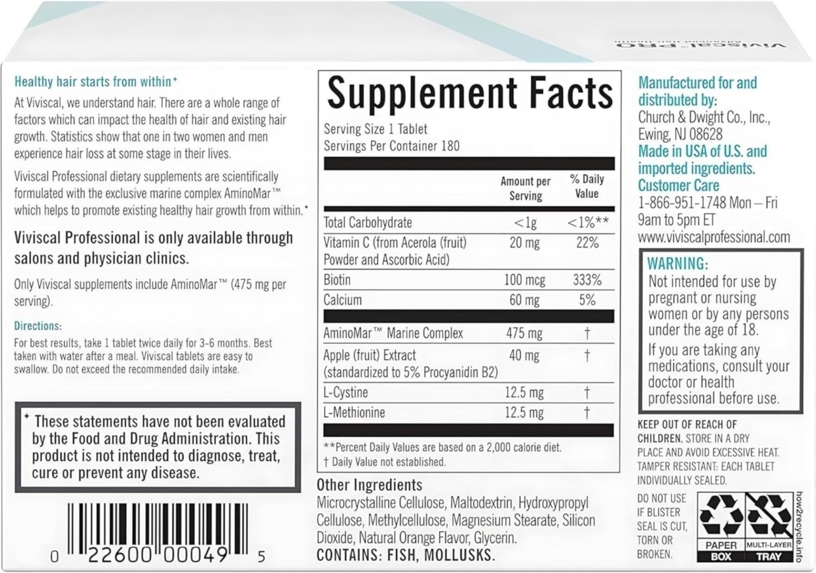 PRO 180 Tablets Professional Hair Growth Supplement