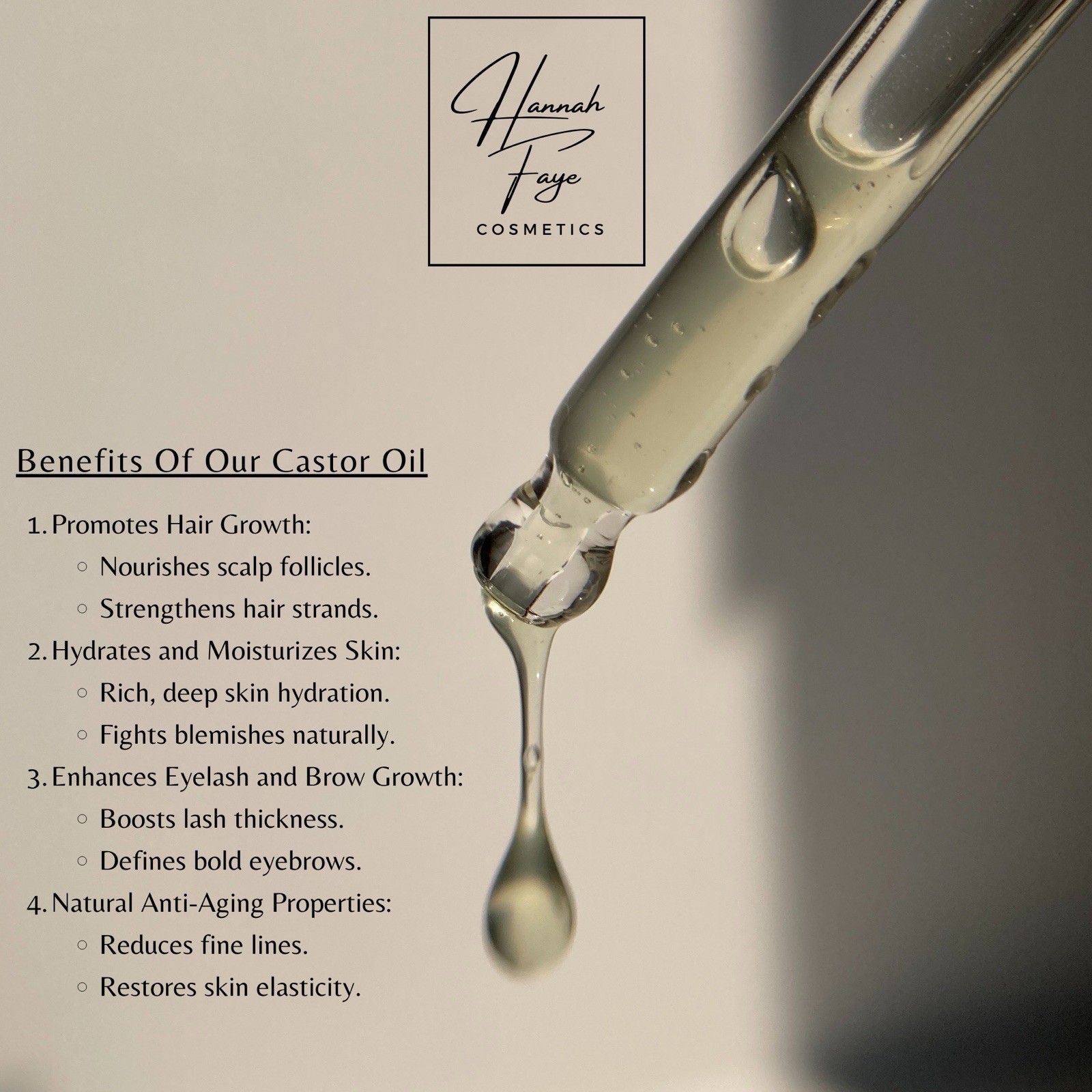 Hannah Faye Organic Extra Virgin Cold Pressed Castor Oil 2 fl oz
