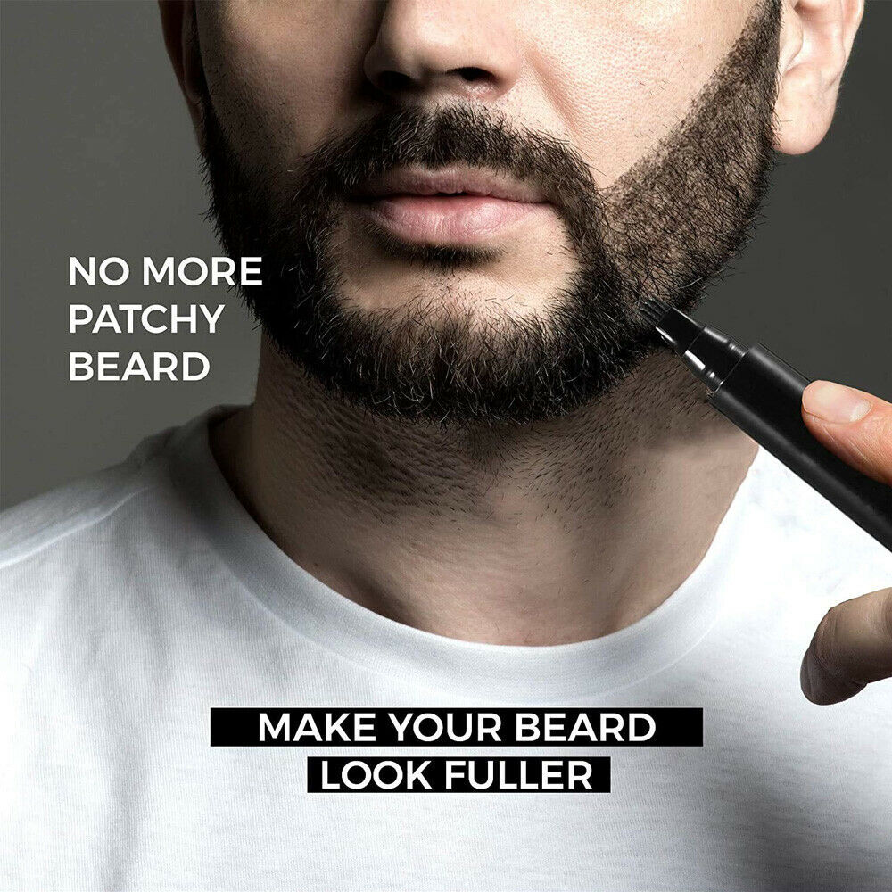 2 × Men Beard Filling Pen Hair Grower Filler Moustache Eyebrow Brush Tool Kit US