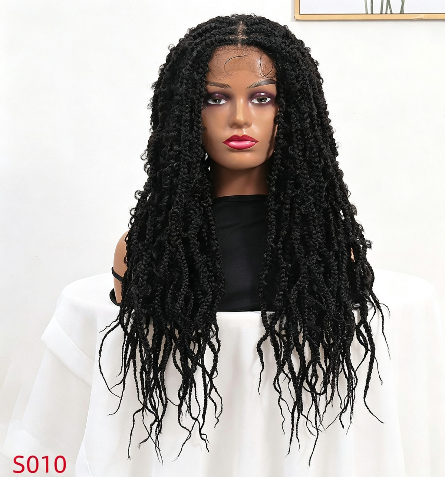 Black Synthetic Butterfly Locs Lace Front Braided Wig Heat Resistant for Women