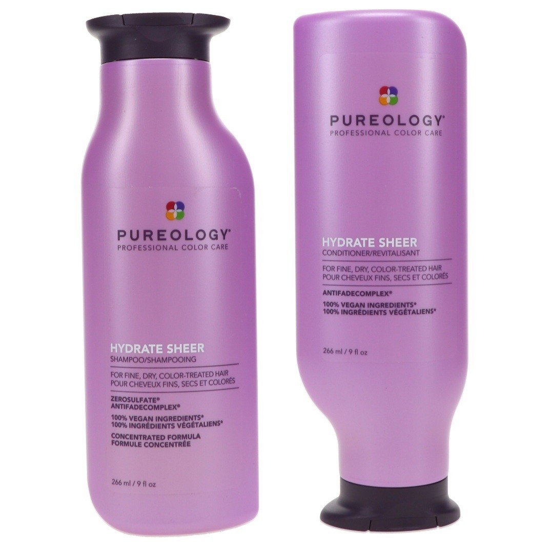 Pureology Hydrate Sheer Shampoo Conditioner Duo Lightweight Fine Hair 9oz Each