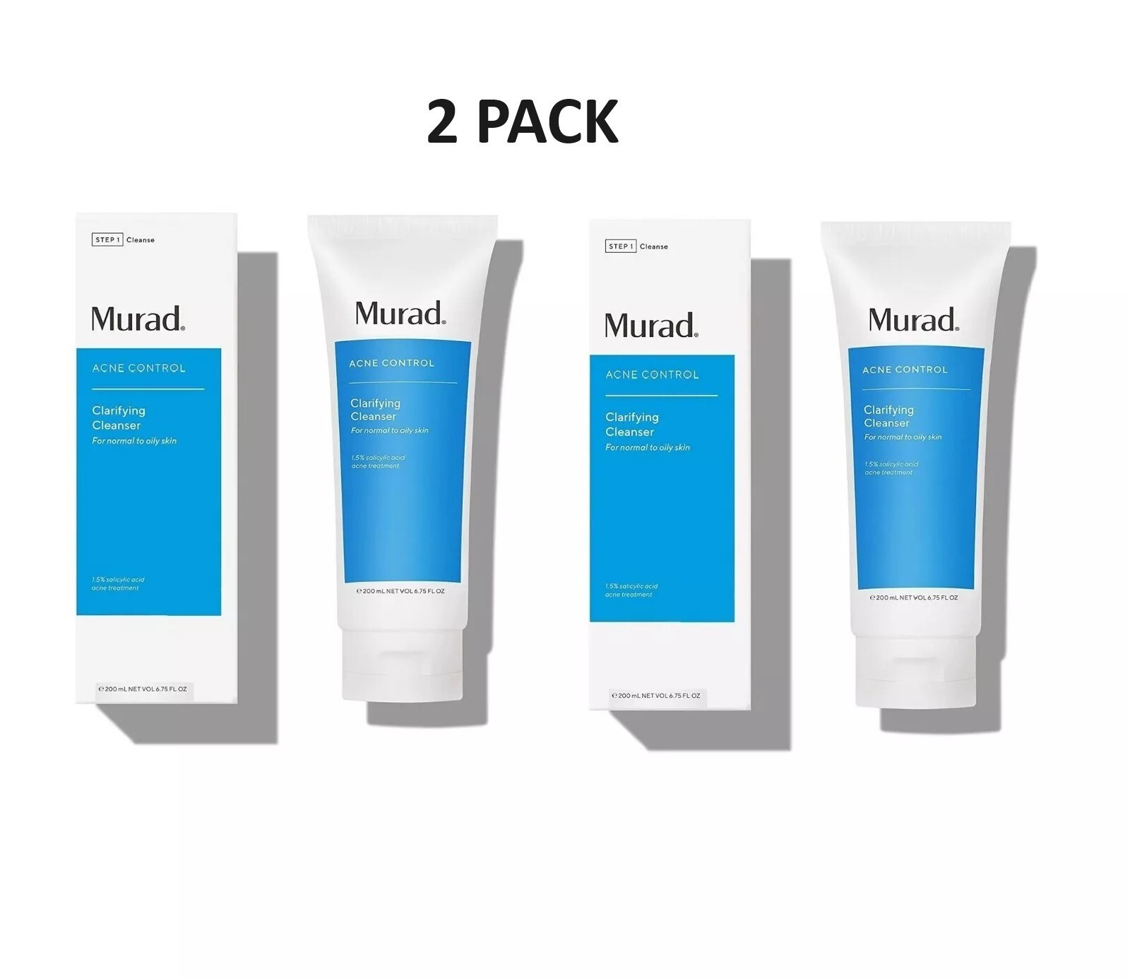 2 PACK – Murad Acne Control Clarifying Cleanser 200ml/ 6.75oz EXP 01/2026