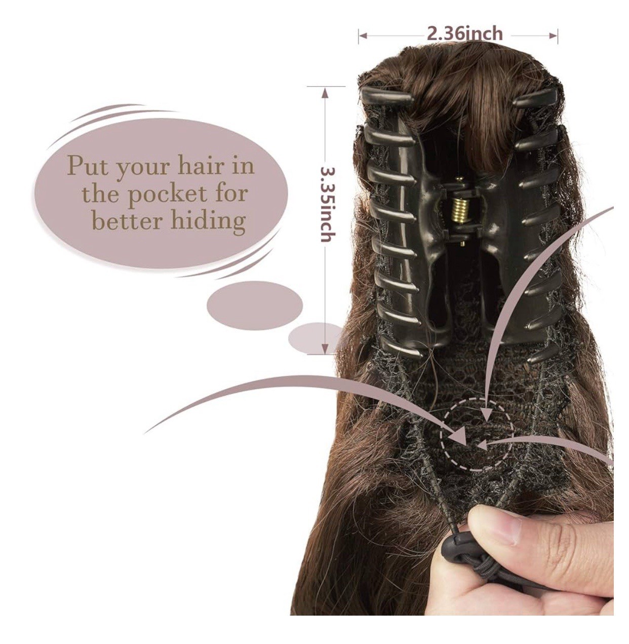 Sofeiyan 13″ Ponytail Extension Long Curly Clip-In Claw.Black Hair Extension.
