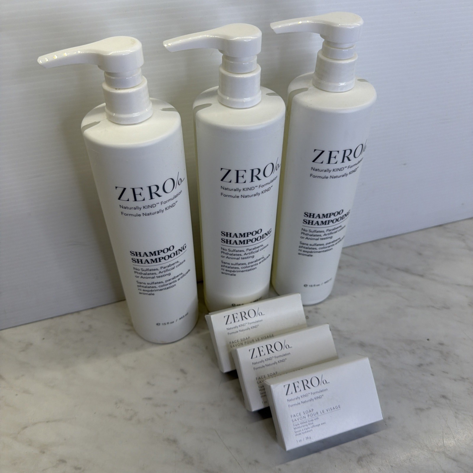 3x Zero% Shampoo 15oz Each By Gilchrist & Soames FREE SHIPPING