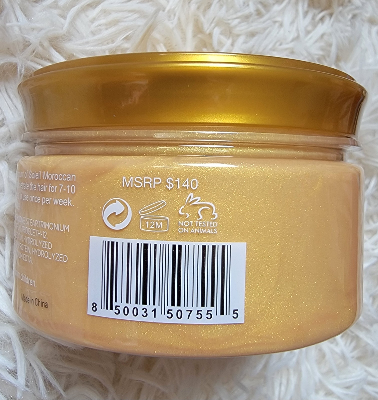 Soleil HydroLine Moroccan Hair Mask 300ml 10.14 fl oz Organic Paraben-Free Gold