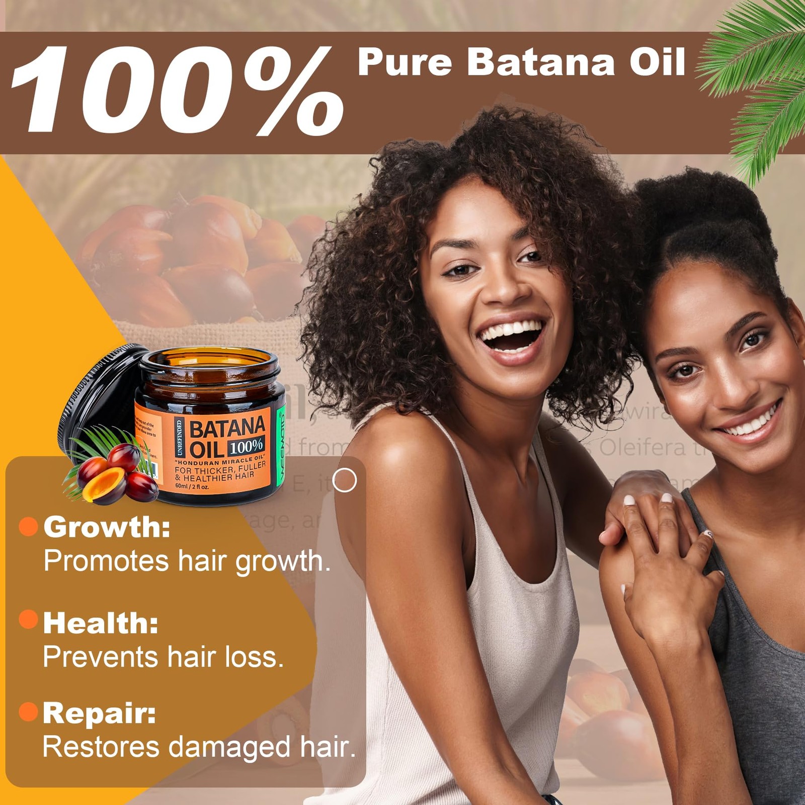 Batana Oil for Hair Growth Dr Sebi, 100% Raw 2 Fl Oz (Pack of 1), Brown