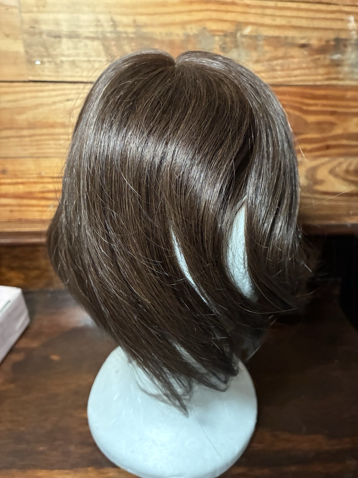 10” Remy Human Hair Topper, Silk Top Clip In, 2B Dark Brown, No Bangs