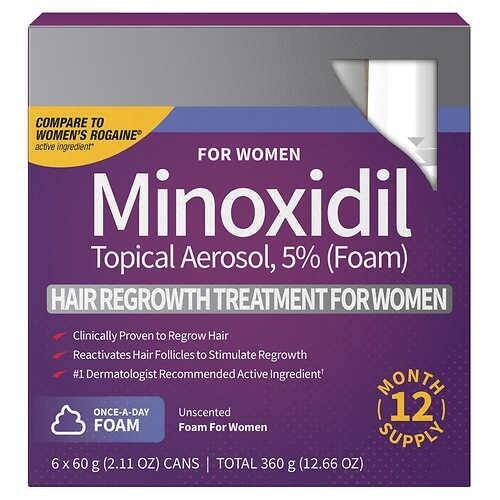 Kirkland Minoxidil For WOMEN 5% Foam Hair Regrowth Solution 12 Month Supply