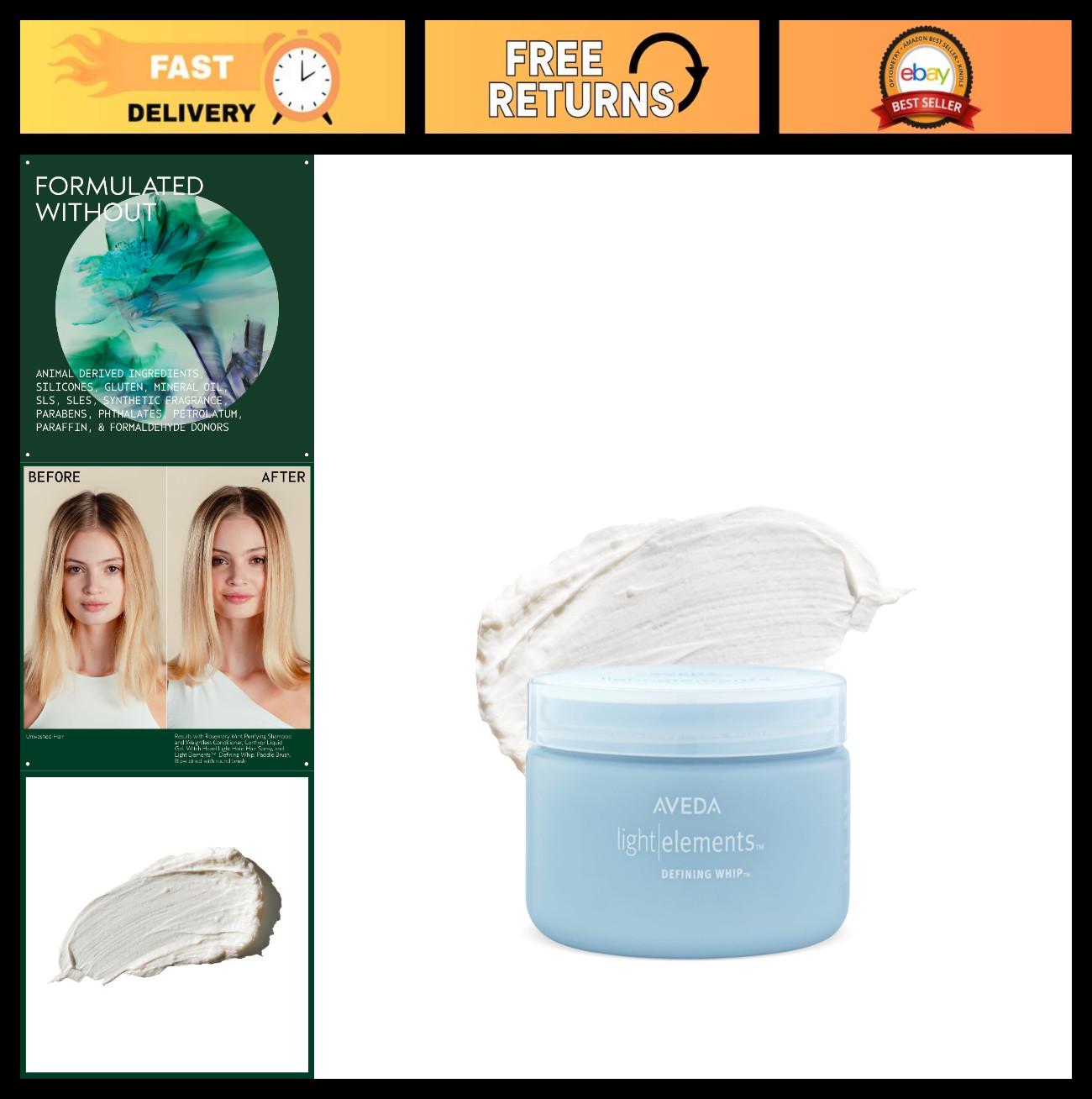 Lightweight Hair Styling Wax – Aveda Defining Whip, Adds Texture & Medium Hold,