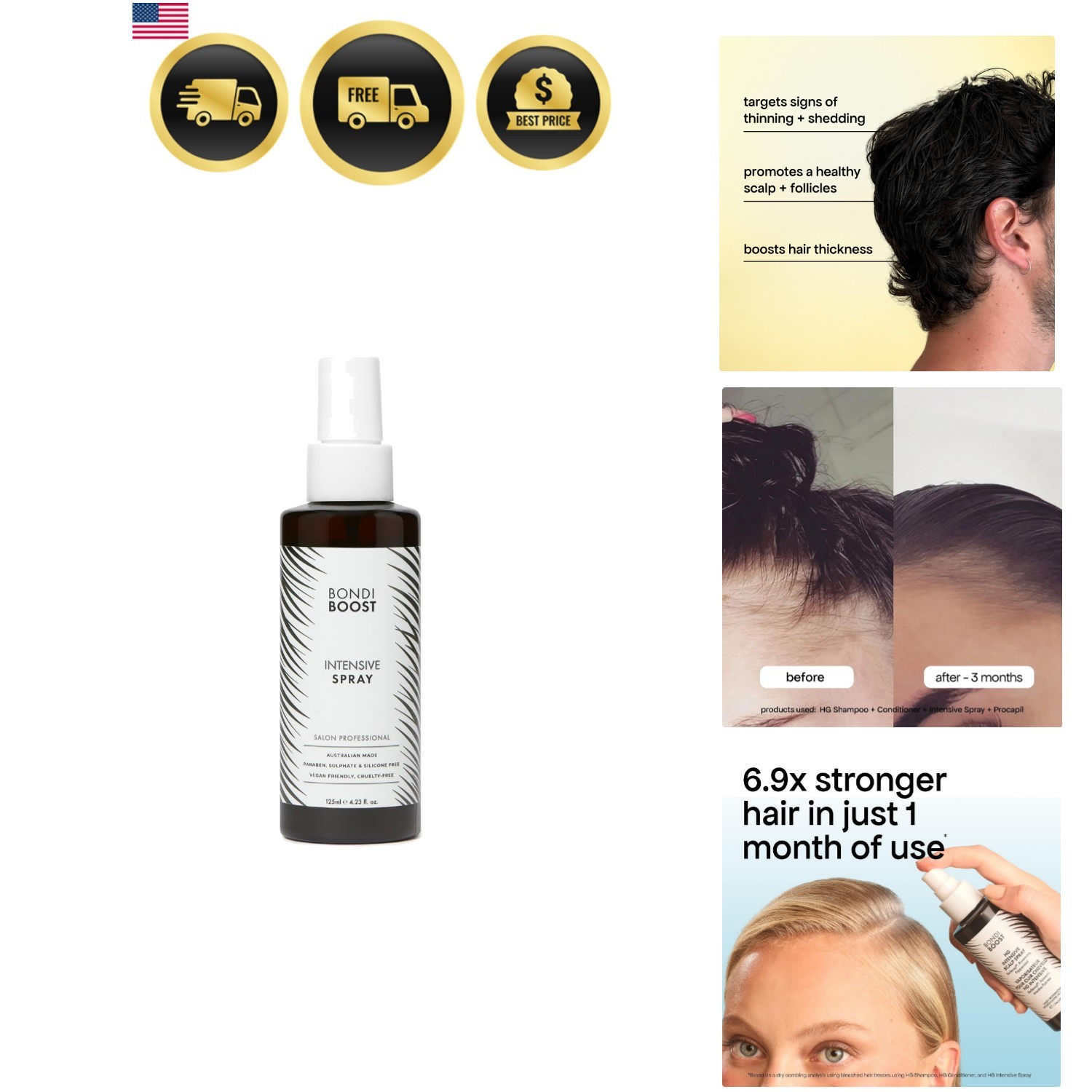 Intensive Thickening Spray [4.23 fl oz], Daily Leave In Hair Treatment to Red…