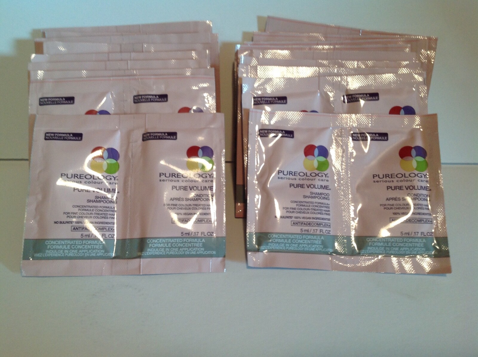 Pureology Antifade Pure volume Shampoo & Conditioner .17 oz 18 Samples Of Each
